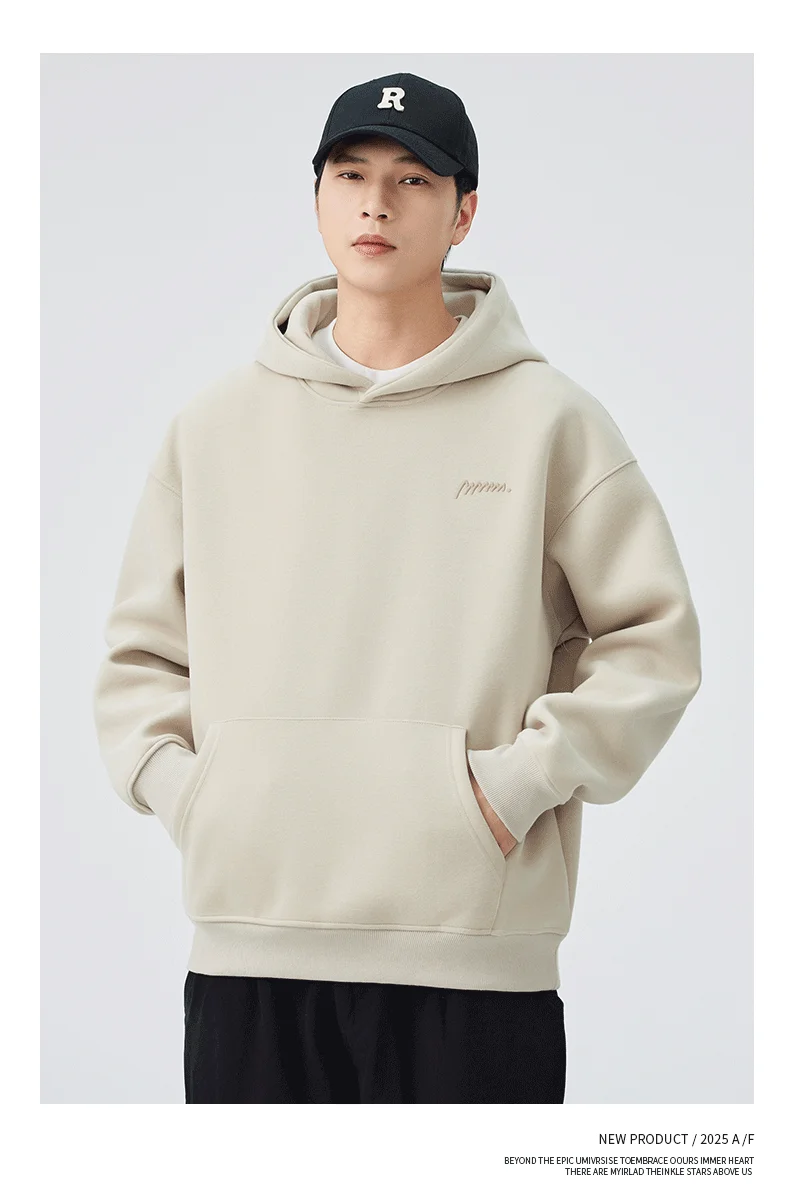 DUKEEN 420G Heavyweight Men's Hooded Sweatshirt Autumn and Winter Casual Trend Embroidered Loose Fit Pullover Men's Clothing