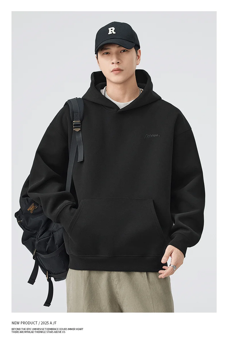 DUKEEN 420G Heavyweight Men's Hooded Sweatshirt Autumn and Winter Casual Trend Embroidered Loose Fit Pullover Men's Clothing