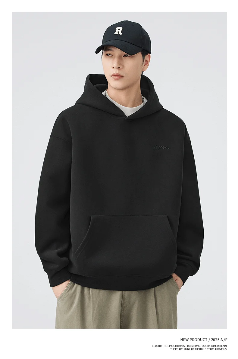 DUKEEN 420G Heavyweight Men's Hooded Sweatshirt Autumn and Winter Casual Trend Embroidered Loose Fit Pullover Men's Clothing
