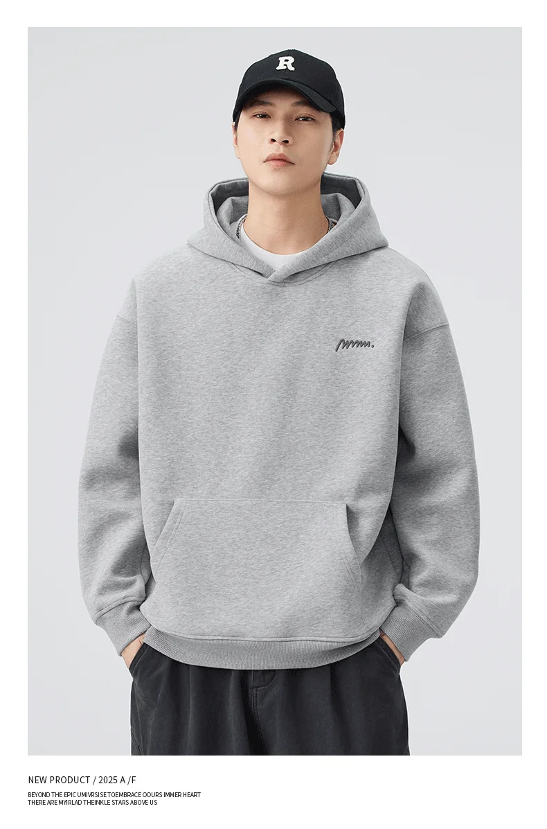 DUKEEN 420G Heavyweight Men's Hooded Sweatshirt Autumn and Winter Casual Trend Embroidered Loose Fit Pullover Men's Clothing