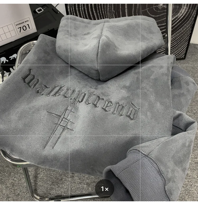 Heavyweight Suede Hoodie Men's Autumn Winter Fashion Brand Handsome American Oversize Loose Fit Coat Polyester Fiber Long Sleeve