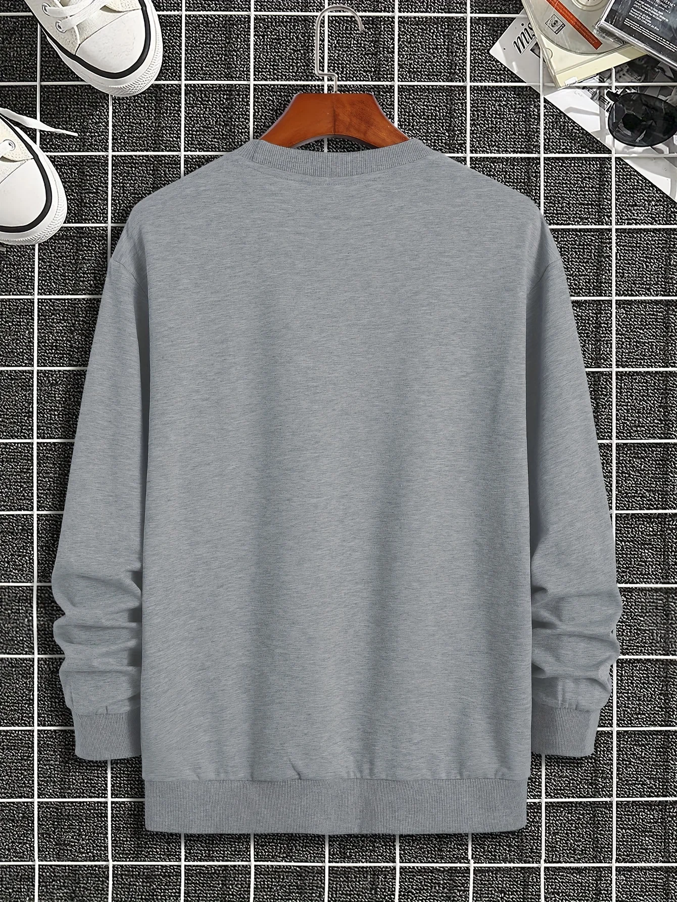 Men's Autumn and Winter Fashionable Casual Loose MILANO 96 Print Fleece Pullover Long-Sleeved Round-Neck Sweatshirt