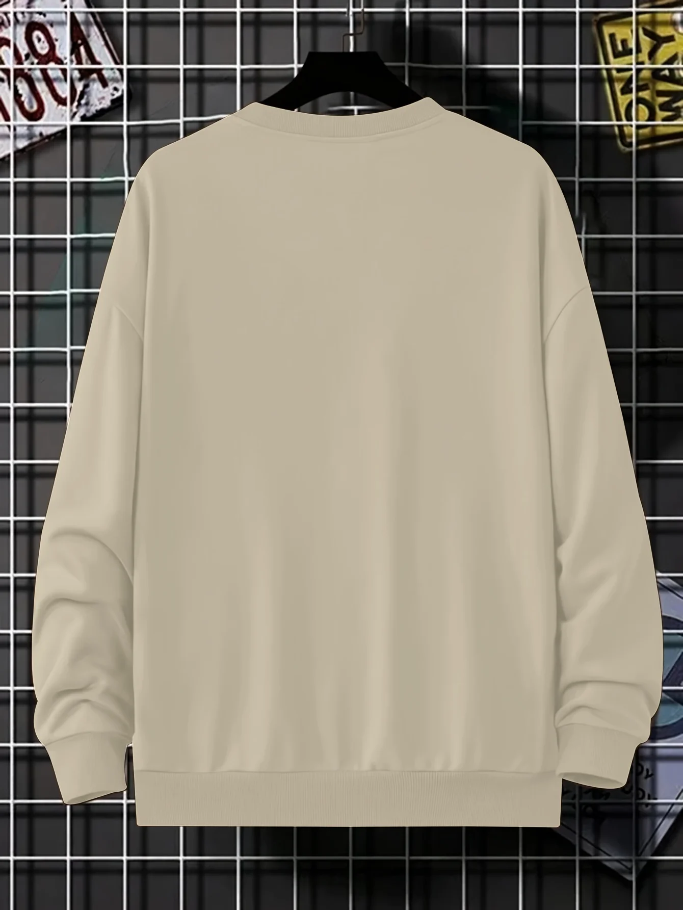 Men's Autumn and Winter Fashionable Casual Loose MILANO 96 Print Fleece Pullover Long-Sleeved Round-Neck Sweatshirt