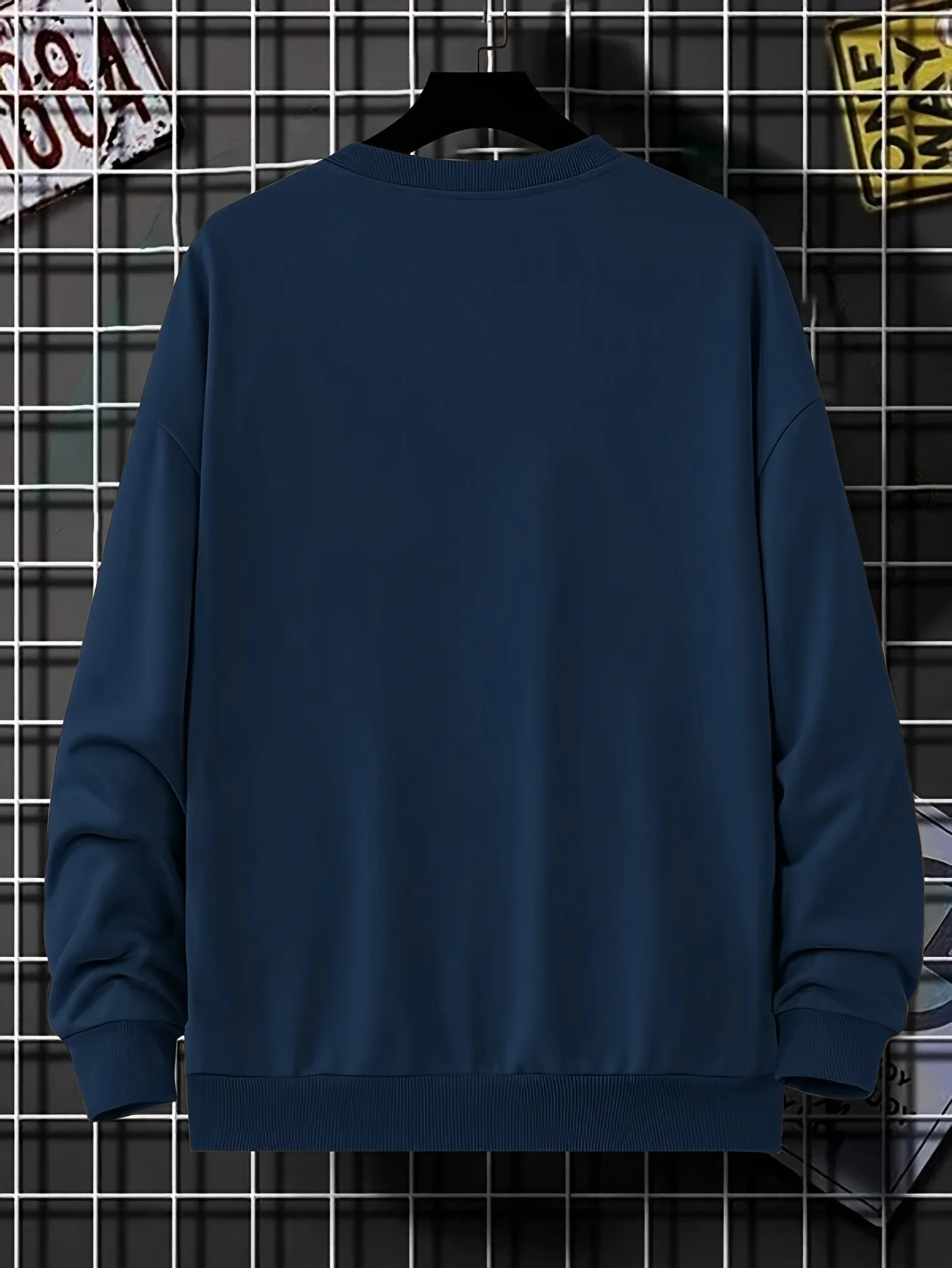 Men's Autumn and Winter Fashionable Casual Loose MILANO 96 Print Fleece Pullover Long-Sleeved Round-Neck Sweatshirt