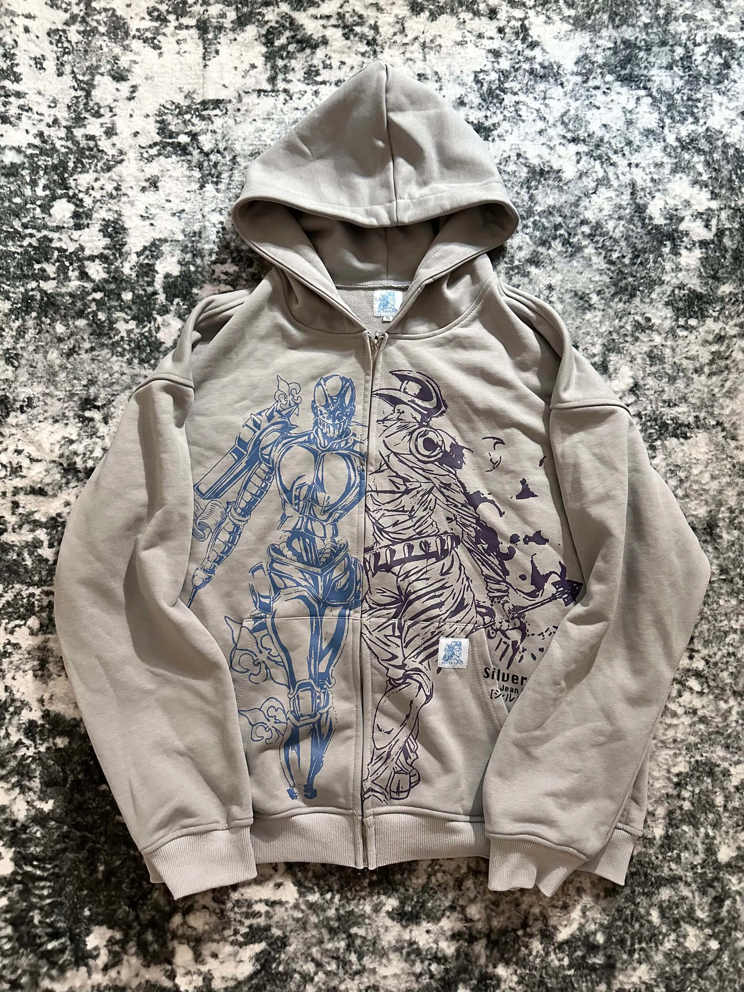 Jojo Bizarre Adventure Silver Chariot Zip Up Hoodies Women Y2k Oversized Hoodie Hip Hop Couples Harajuku Street Men Sweatshirt