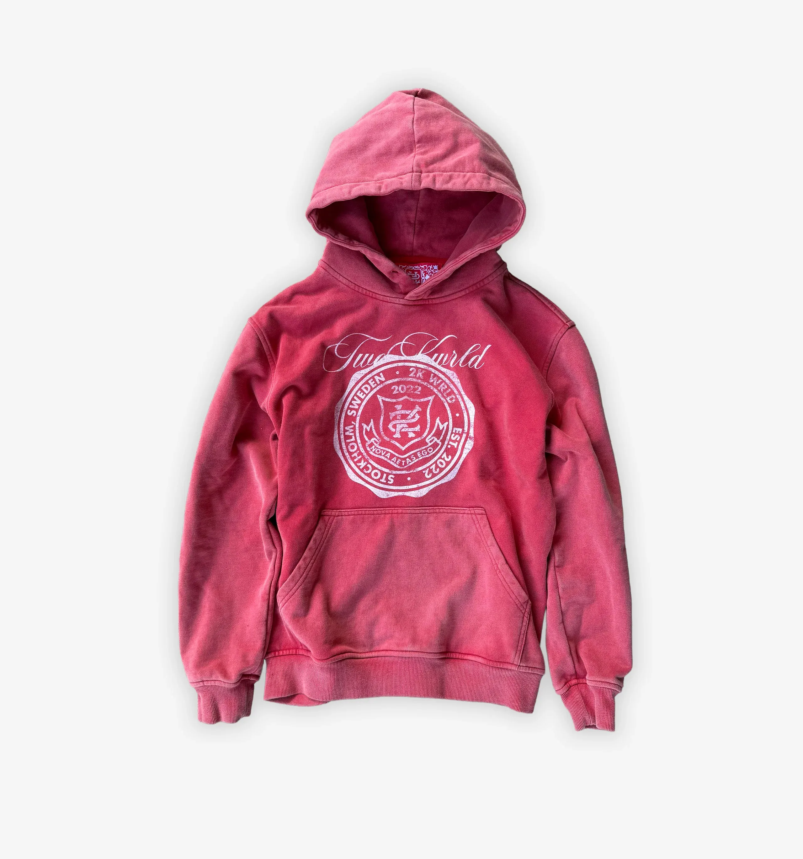 Vintage Washed Angel Printing Hoodie Men Y2K Streetwear Cherub Badge Blue Hoodie Hip Hop Retro Casual Oversized Loose Hoodies