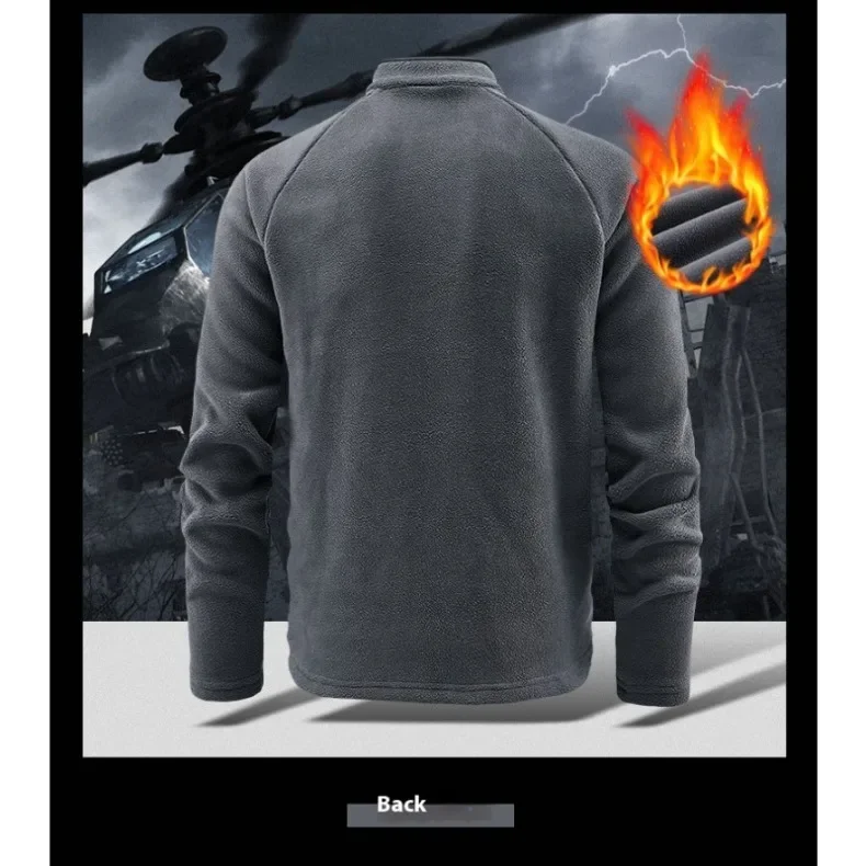 CHUJIE Men's Autumn Winter Thick Warm Polar Fleece Sweatshirt Stand up Collar Half Zip Casual Base Layer Long Sleeve Fleece Top