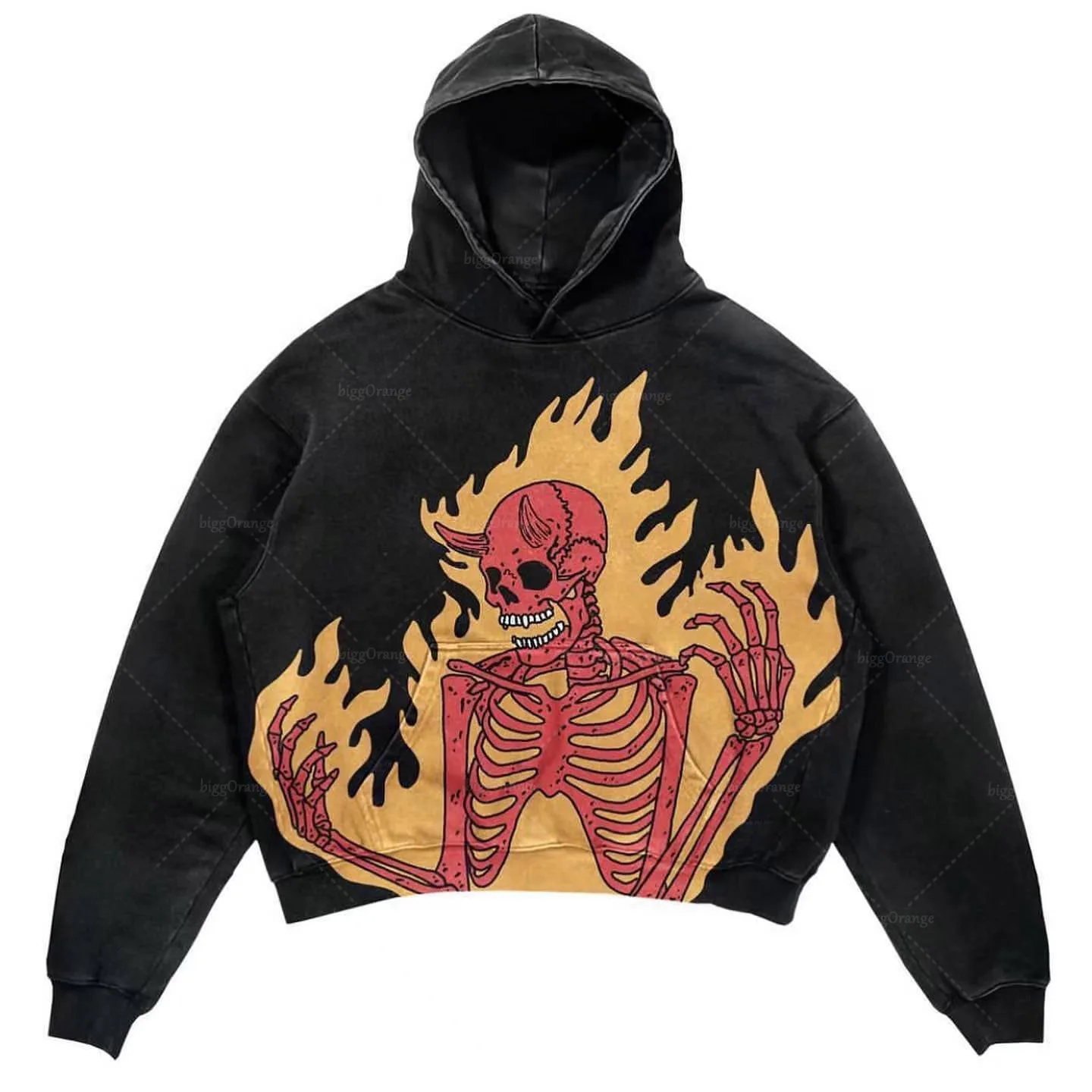 Harajuku New Grunge Oversized Sweatshirt Hoodie Skull Printing Hoodies Women Goth Y2K tops 2023 New Streetwear gothic Clothes