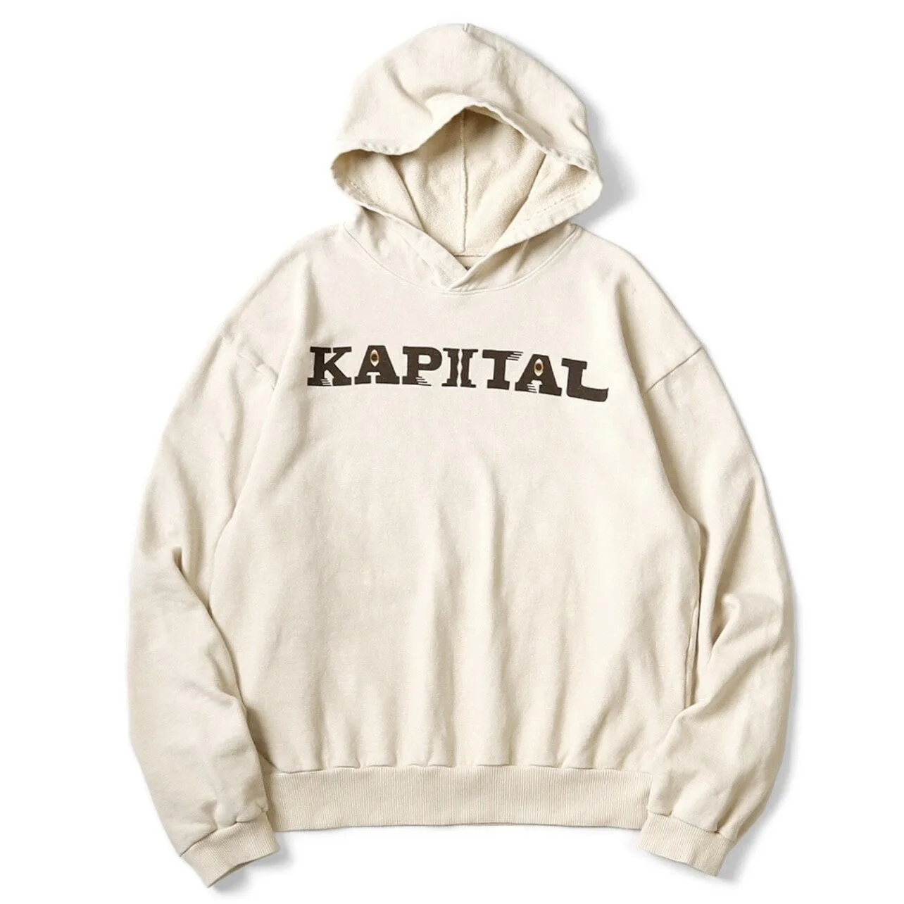 Japan 24AW KAPITAL Hirata Kazuhiro Japanese Casual Cotton Oversized Hoodies Warm Letter Printed Hooded Sweatshirt for Men