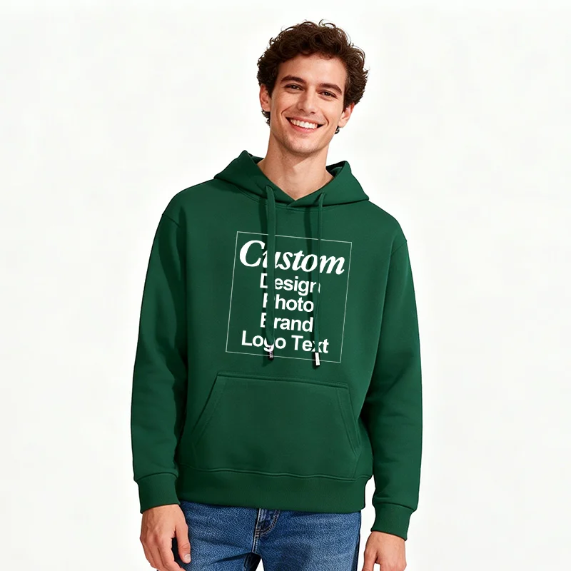 Custom Hoodie Sweatshirt 56% Cotton Blend 400gsm Heavyweight Thick Warm Fleece Winter Print Logo Text Photo Design Men Women