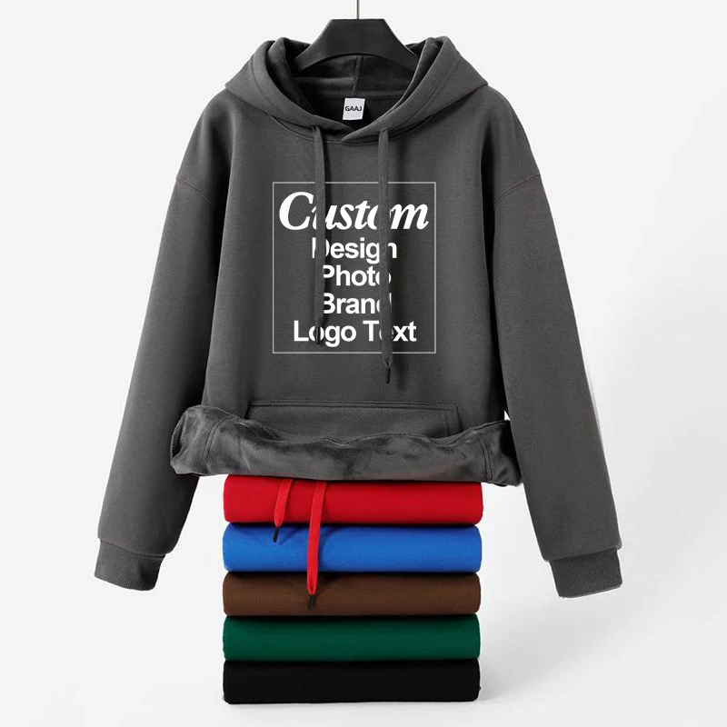 Custom Hoodie Sweatshirt 56% Cotton Blend 400gsm Heavyweight Thick Warm Fleece Winter Print Logo Text Photo Design Men Women