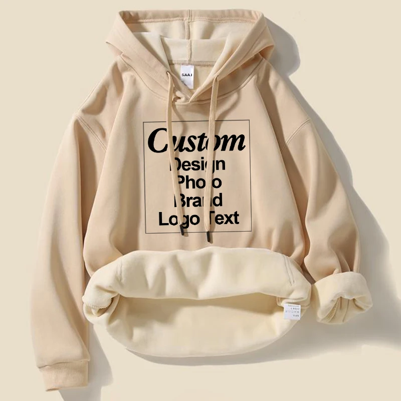 Custom Hoodie Sweatshirt 56% Cotton Blend 400gsm Heavyweight Thick Warm Fleece Winter Print Logo Text Photo Design Men Women