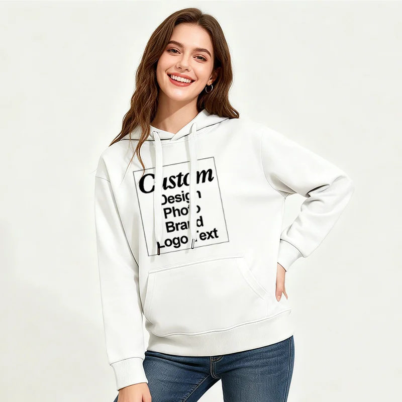 Custom Hoodie Sweatshirt 56% Cotton Blend 400gsm Heavyweight Thick Warm Fleece Winter Print Logo Text Photo Design Men Women