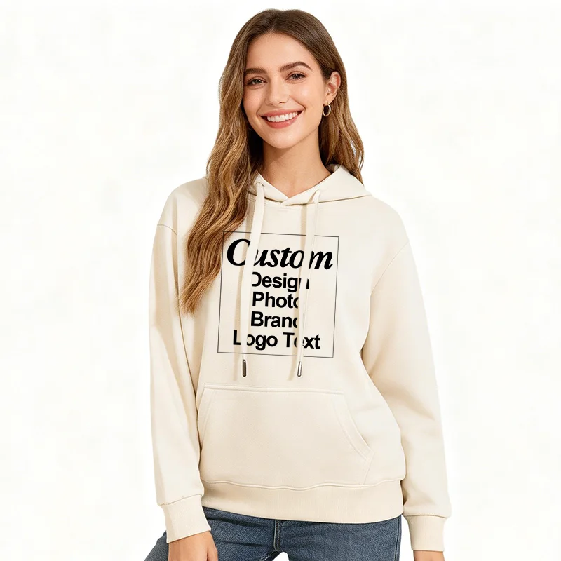 Custom Hoodie Sweatshirt 56% Cotton Blend 400gsm Heavyweight Thick Warm Fleece Winter Print Logo Text Photo Design Men Women