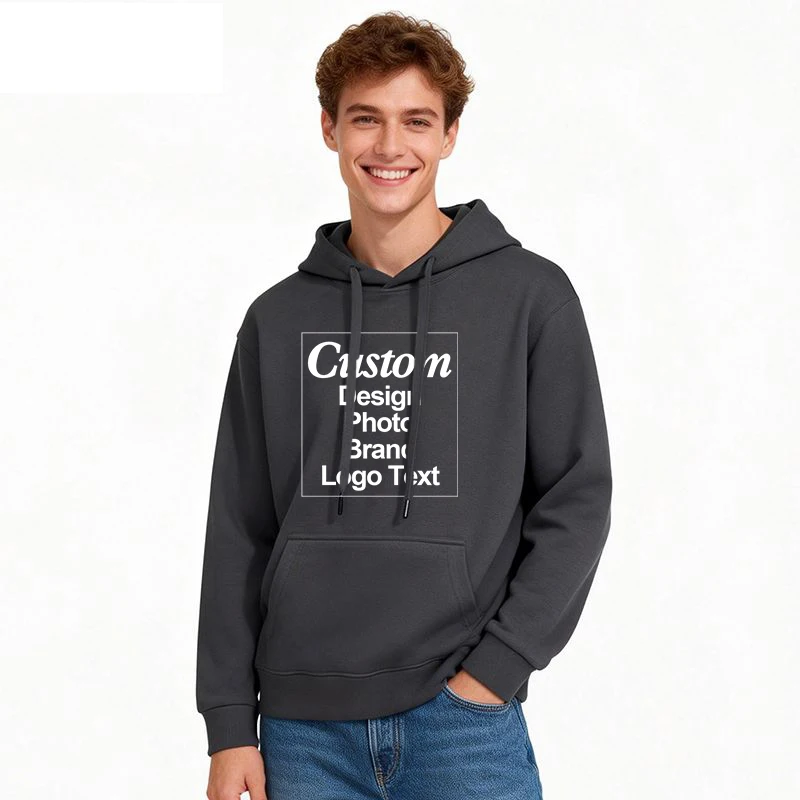 Custom Hoodie Sweatshirt 56% Cotton Blend 400gsm Heavyweight Thick Warm Fleece Winter Print Logo Text Photo Design Men Women