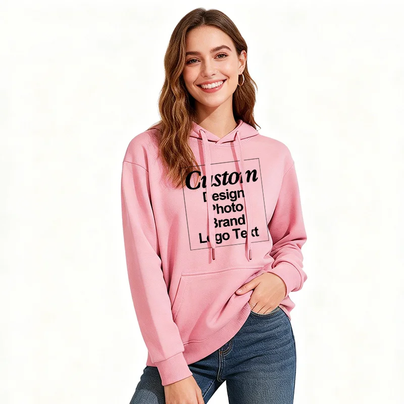 Custom Hoodie Sweatshirt 56% Cotton Blend 400gsm Heavyweight Thick Warm Fleece Winter Print Logo Text Photo Design Men Women