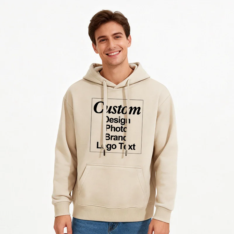 Custom Hoodie Sweatshirt 56% Cotton Blend 400gsm Heavyweight Thick Warm Fleece Winter Print Logo Text Photo Design Men Women