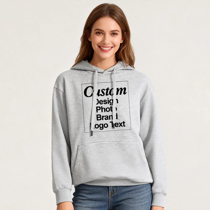 Custom Hoodie Sweatshirt 56% Cotton Blend 400gsm Heavyweight Thick Warm Fleece Winter Print Logo Text Photo Design Men Women