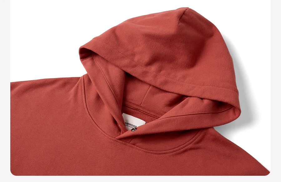 SIMWOOD Autumn Winter Ultra-Soft Men's Hoodie Heavyweight 400gsm Brushed Interior Carbon Peached Pullover with Letter Embroidery