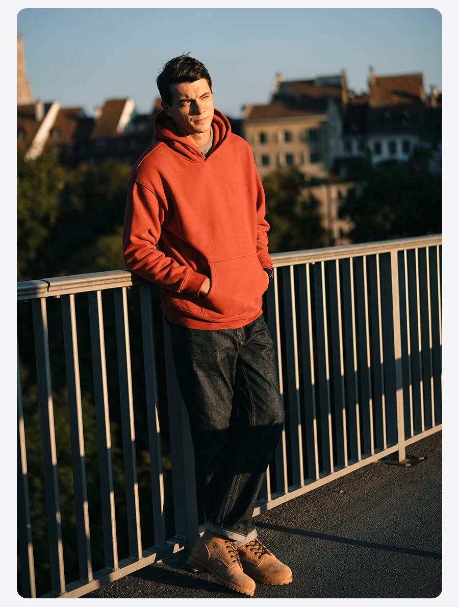 SIMWOOD Autumn Winter Ultra-Soft Men's Hoodie Heavyweight 400gsm Brushed Interior Carbon Peached Pullover with Letter Embroidery