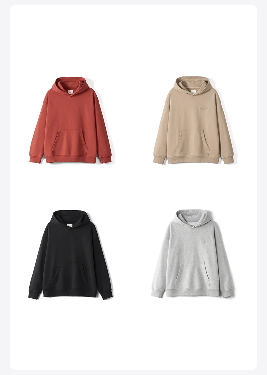 SIMWOOD Autumn Winter Ultra-Soft Men's Hoodie Heavyweight 400gsm Brushed Interior Carbon Peached Pullover with Letter Embroidery