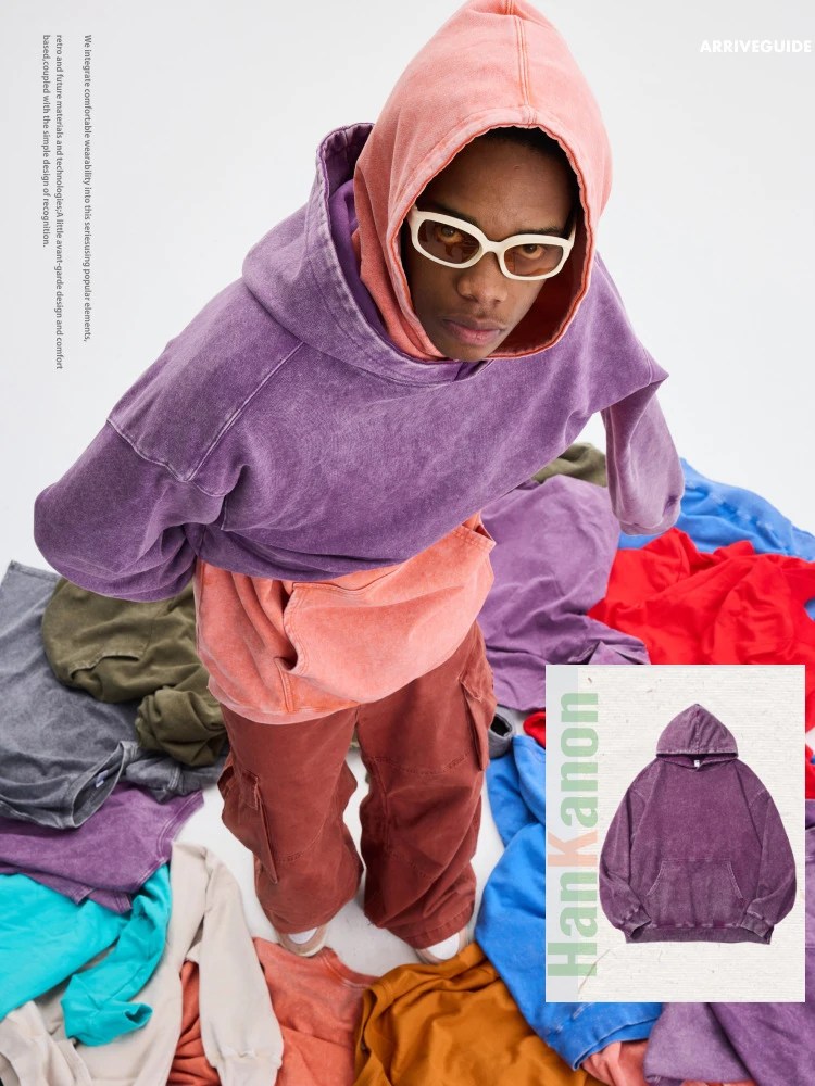 350g Pure Cotton Loose Hooded Sweatshirt | Snowflake Vintage Washed & Wax Dyed | Unisex Autumn/Winter Oversized Top