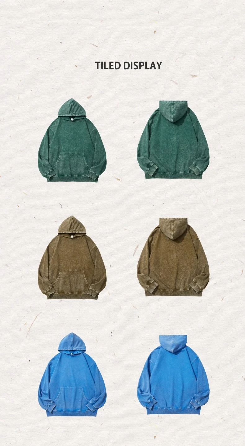 350g Pure Cotton Loose Hooded Sweatshirt | Snowflake Vintage Washed & Wax Dyed | Unisex Autumn/Winter Oversized Top