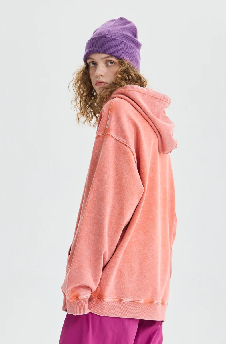 350g Pure Cotton Loose Hooded Sweatshirt | Snowflake Vintage Washed & Wax Dyed | Unisex Autumn/Winter Oversized Top