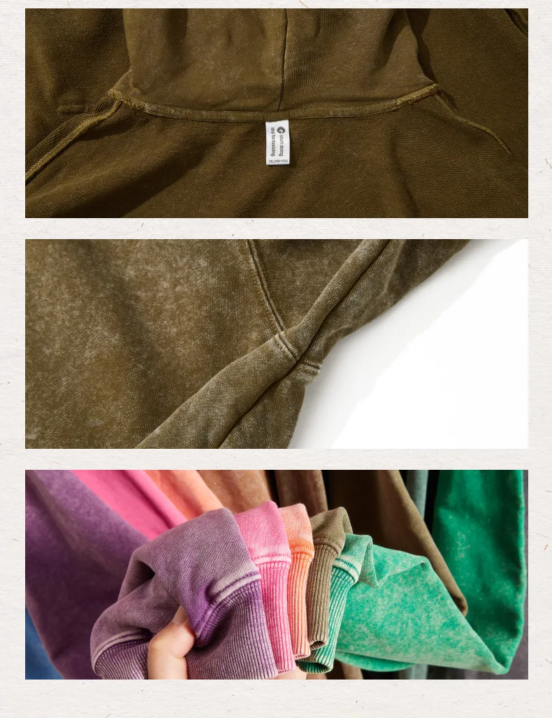 350g Pure Cotton Loose Hooded Sweatshirt | Snowflake Vintage Washed & Wax Dyed | Unisex Autumn/Winter Oversized Top