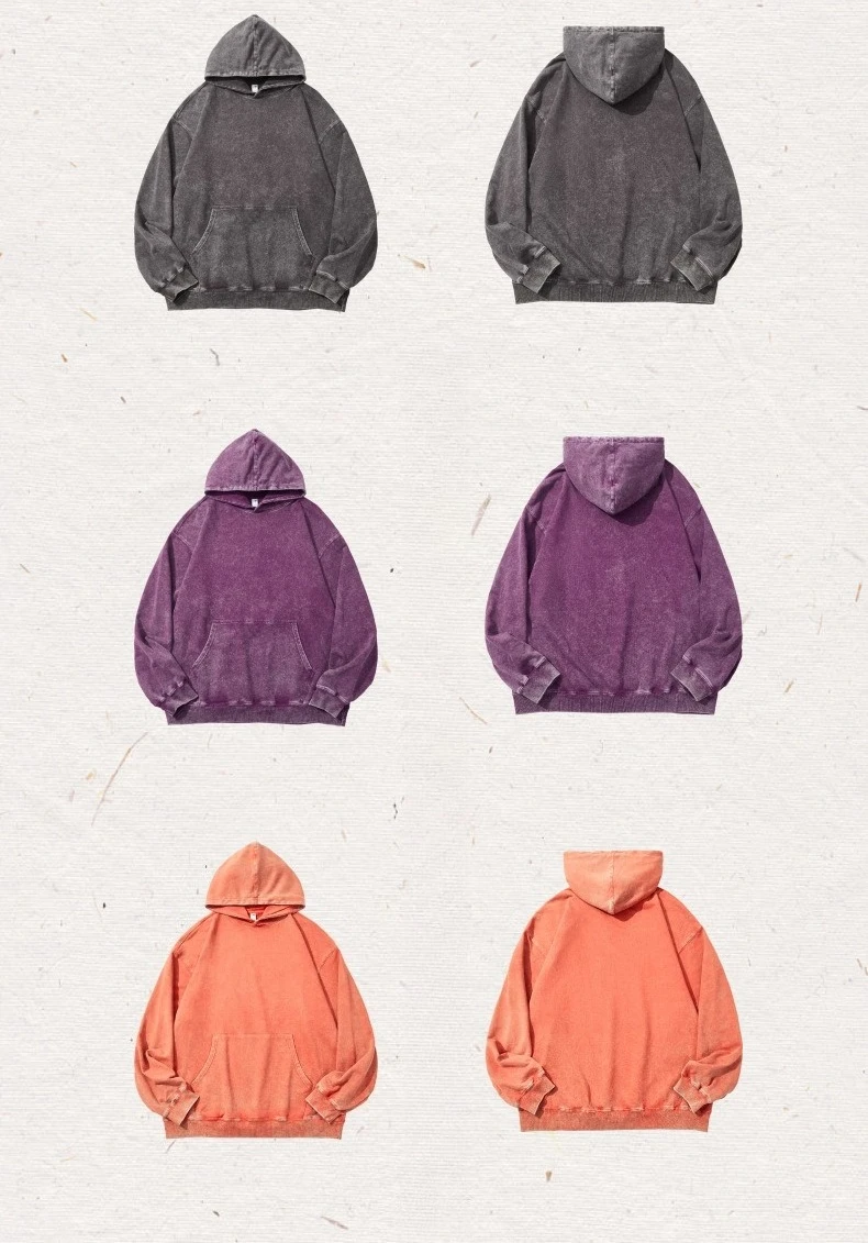 350g Pure Cotton Loose Hooded Sweatshirt | Snowflake Vintage Washed & Wax Dyed | Unisex Autumn/Winter Oversized Top