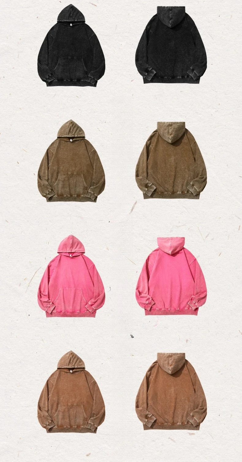 350g Pure Cotton Loose Hooded Sweatshirt | Snowflake Vintage Washed & Wax Dyed | Unisex Autumn/Winter Oversized Top