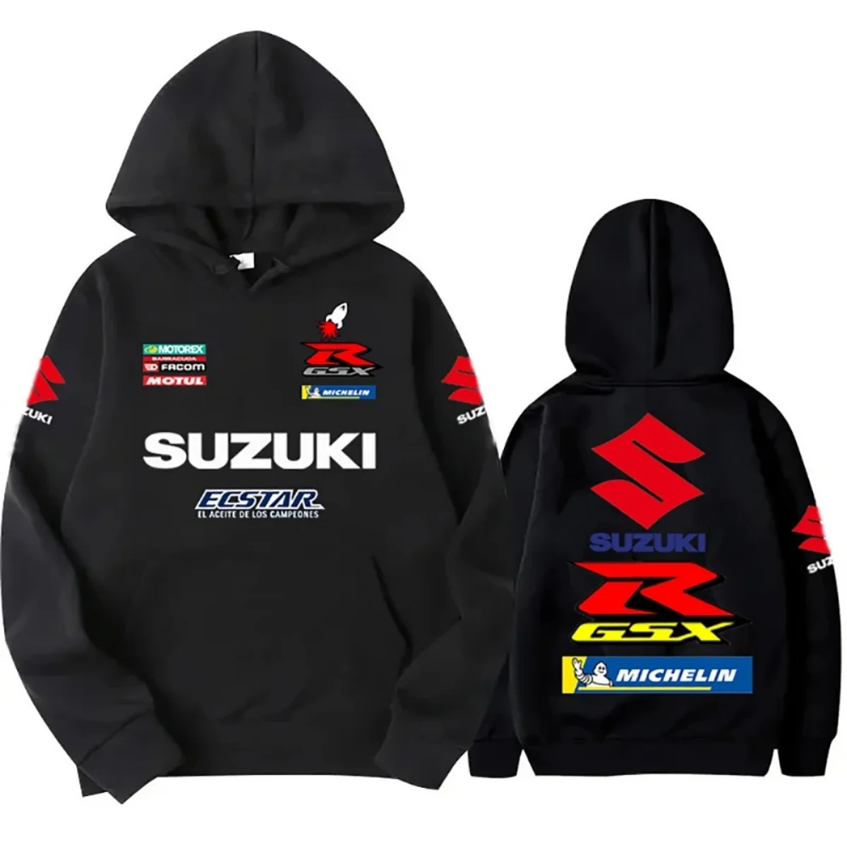 Men's 2026 Suzuki Long-Sleeved Hooded Sweatshirt Fashionable Street Print Off-Road Motorcycle Riding Racing Outdoor Sports