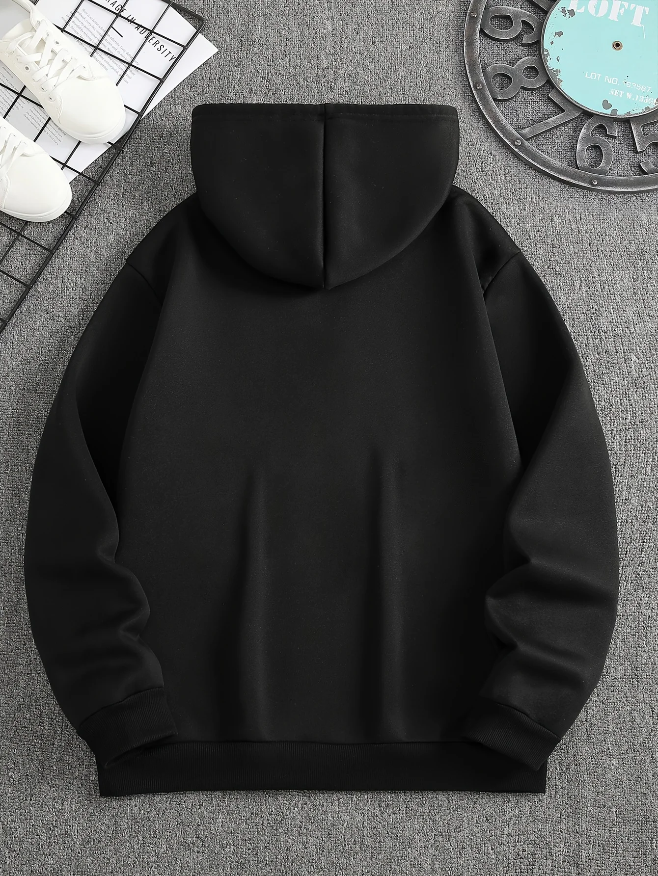 Men's Autumn and Winter Casual Fashion Loose Mountain Graphic Print Long Sleeved Hooded Sweatshirt Warm Pullover