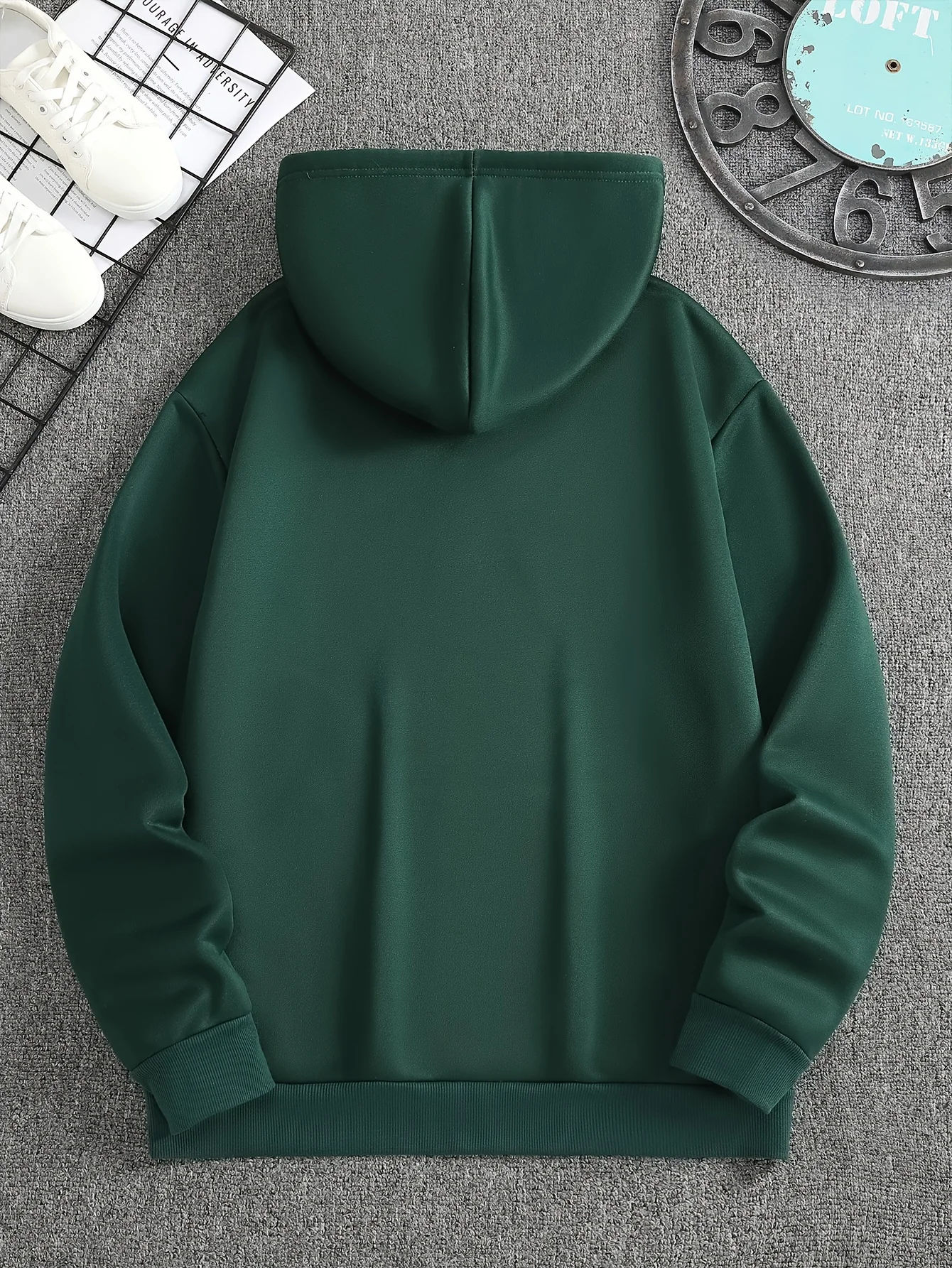 Men's Autumn and Winter Casual Fashion Loose Mountain Graphic Print Long Sleeved Hooded Sweatshirt Warm Pullover