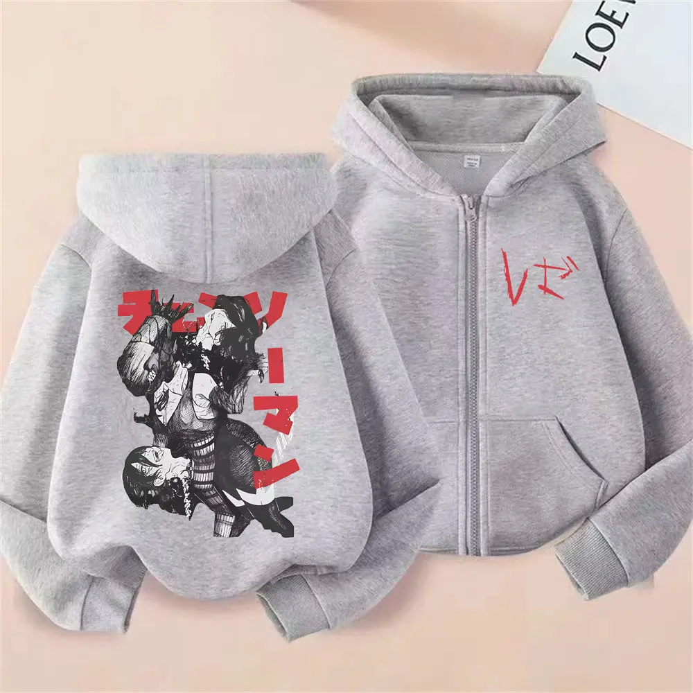 Anime Chainsaw Man Reze Graphic Zipper Hoodie Men Women Fashion Casual Oversized Zip Up Jacket Men's Retro Hoodies Streetwear