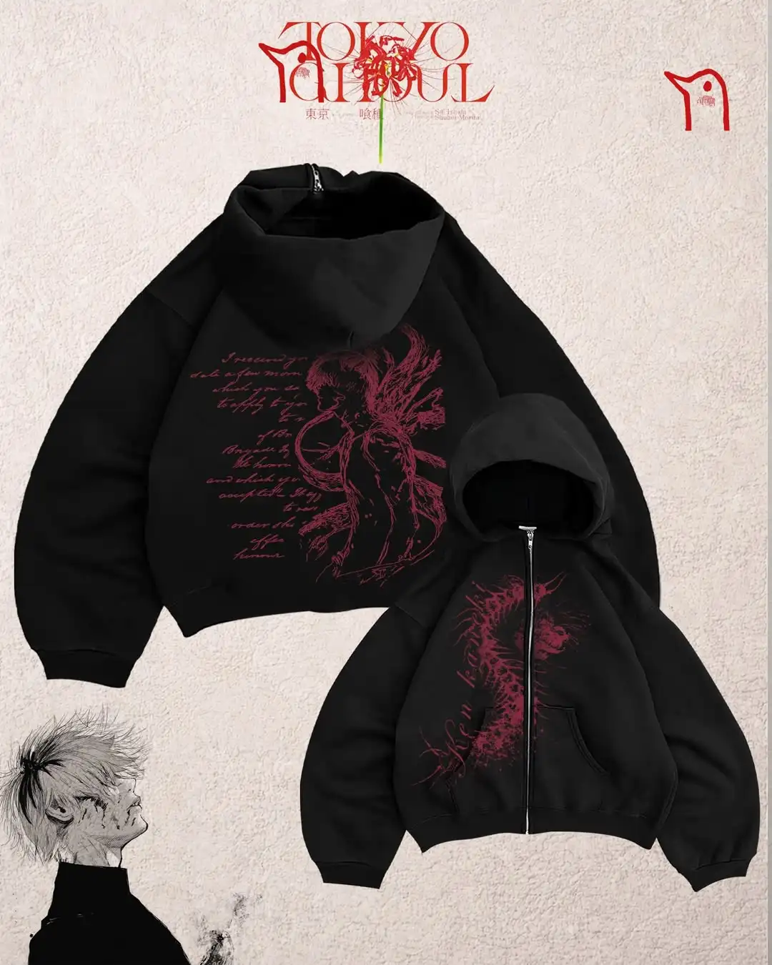 Y2k Tokio Ghoul Collection Hoodies Women Harajuku Streetwear Pullover Zip Up Anime Hoodie Sweatshirt Tracksuit Men Clothing