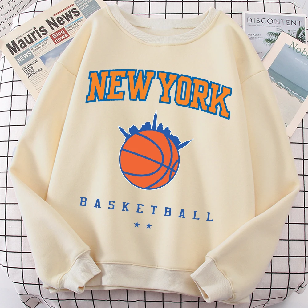 New York Basketball Game Sweatshirt For Men Autumn Loose Casualwear Hipster Soft Pullover Unisex Fashion Hip Hop Clothing