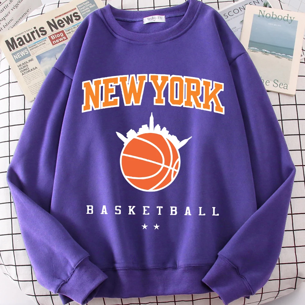New York Basketball Game Sweatshirt For Men Autumn Loose Casualwear Hipster Soft Pullover Unisex Fashion Hip Hop Clothing