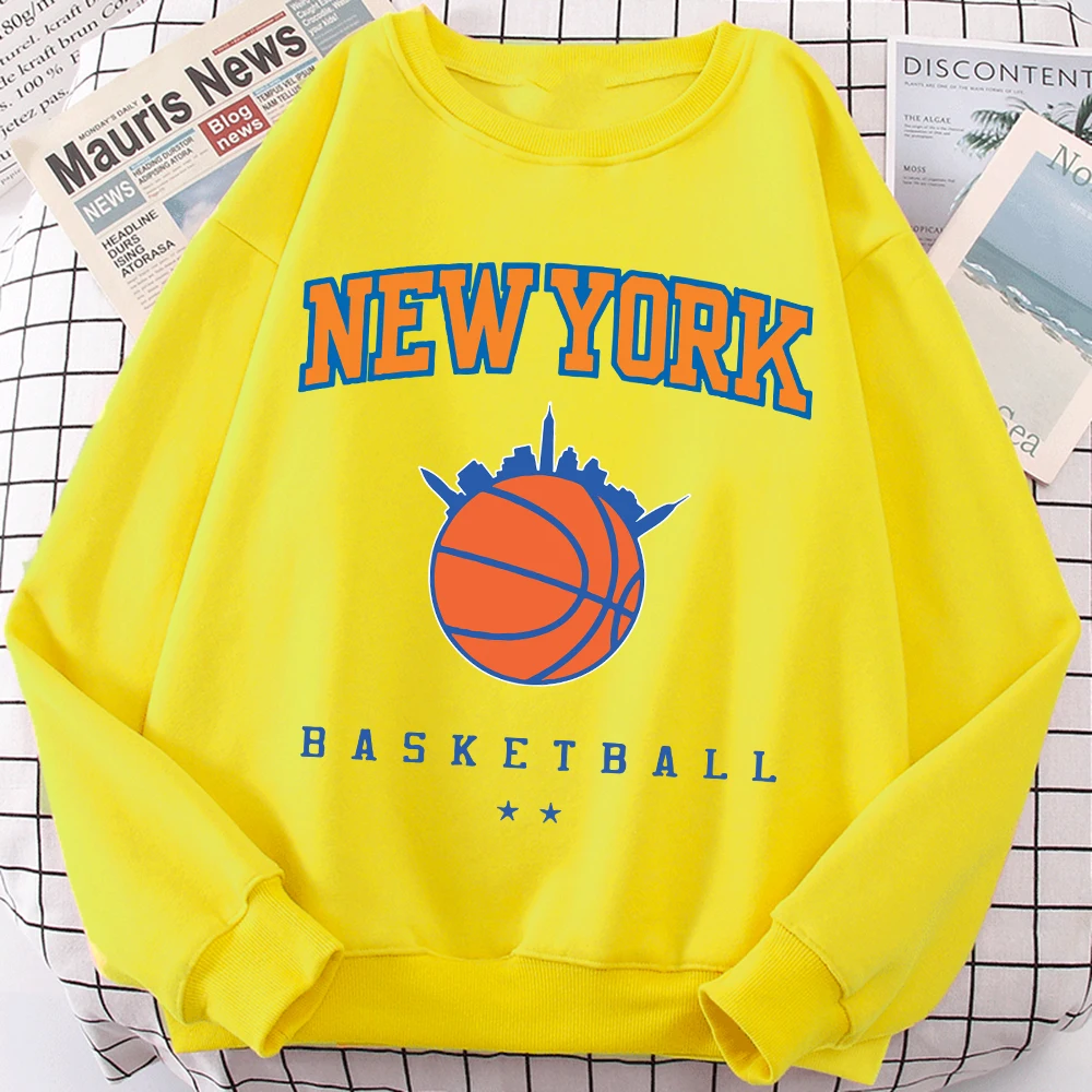 New York Basketball Game Sweatshirt For Men Autumn Loose Casualwear Hipster Soft Pullover Unisex Fashion Hip Hop Clothing