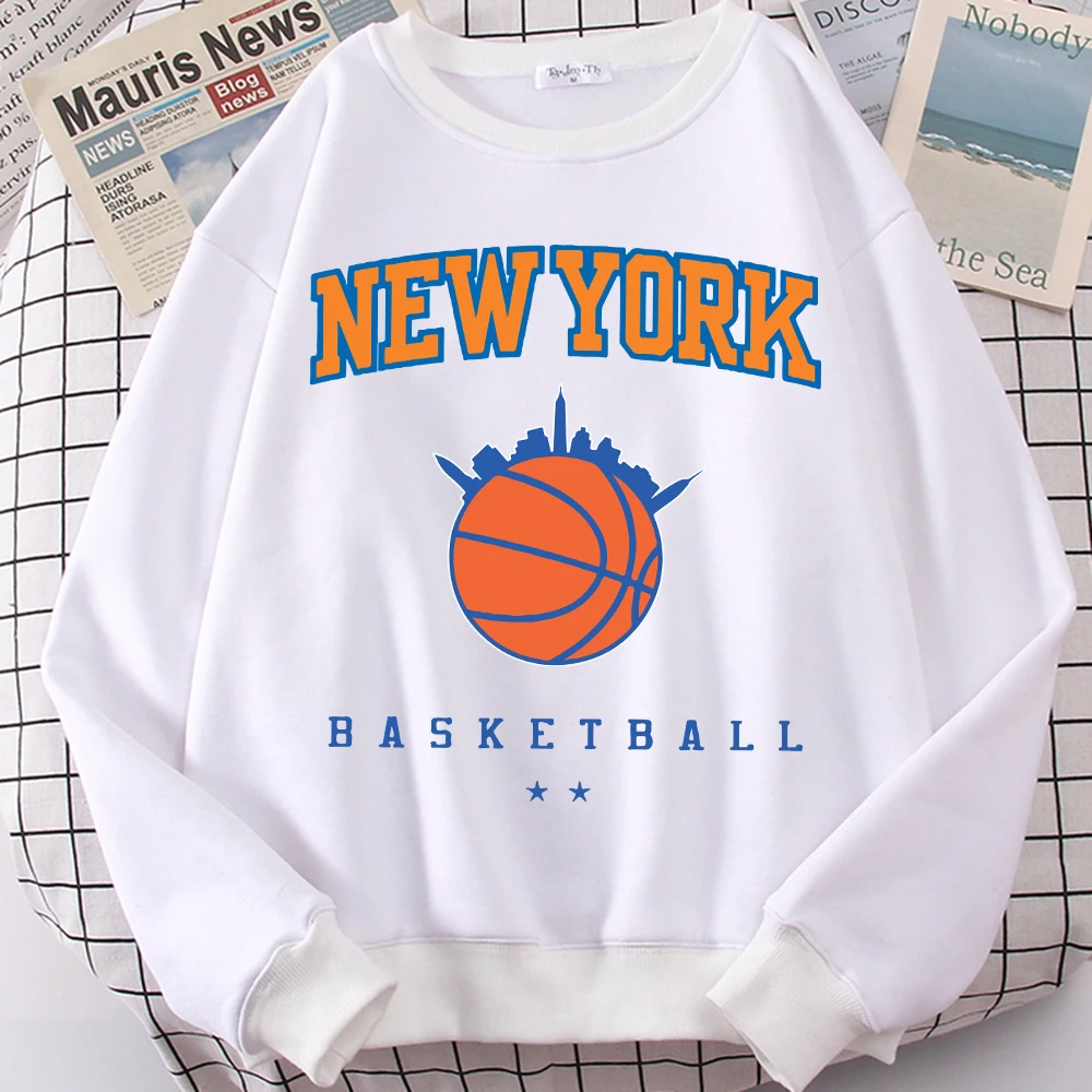 New York Basketball Game Sweatshirt For Men Autumn Loose Casualwear Hipster Soft Pullover Unisex Fashion Hip Hop Clothing