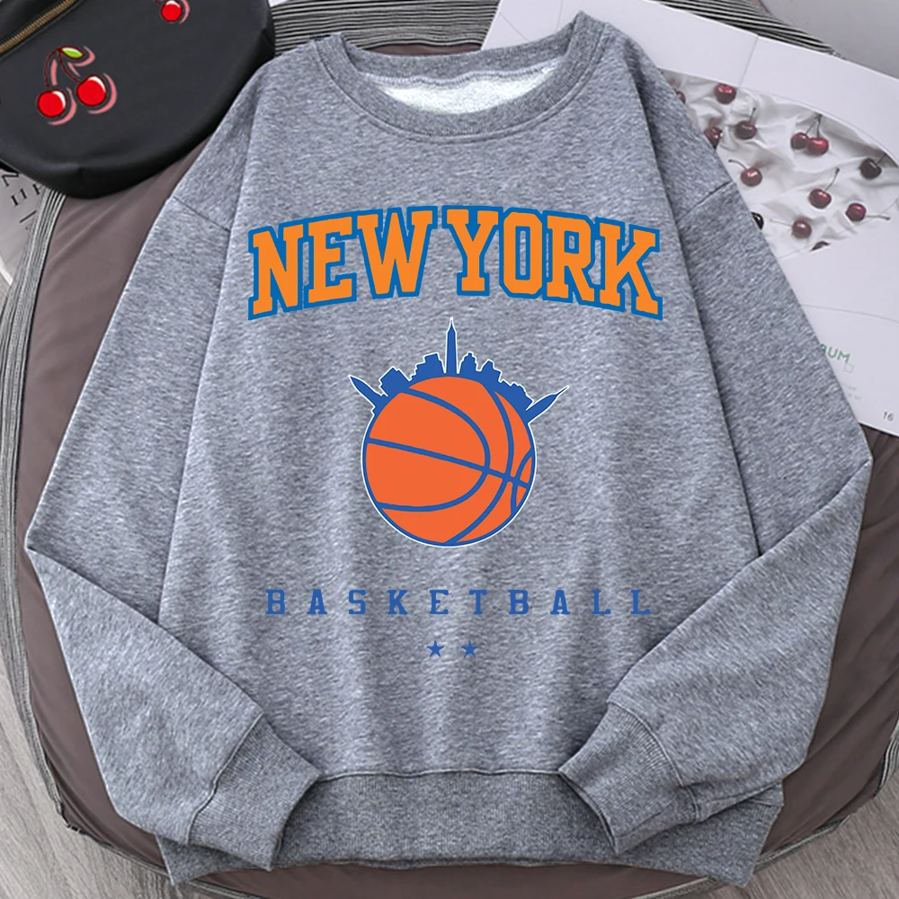 New York Basketball Game Sweatshirt For Men Autumn Loose Casualwear Hipster Soft Pullover Unisex Fashion Hip Hop Clothing