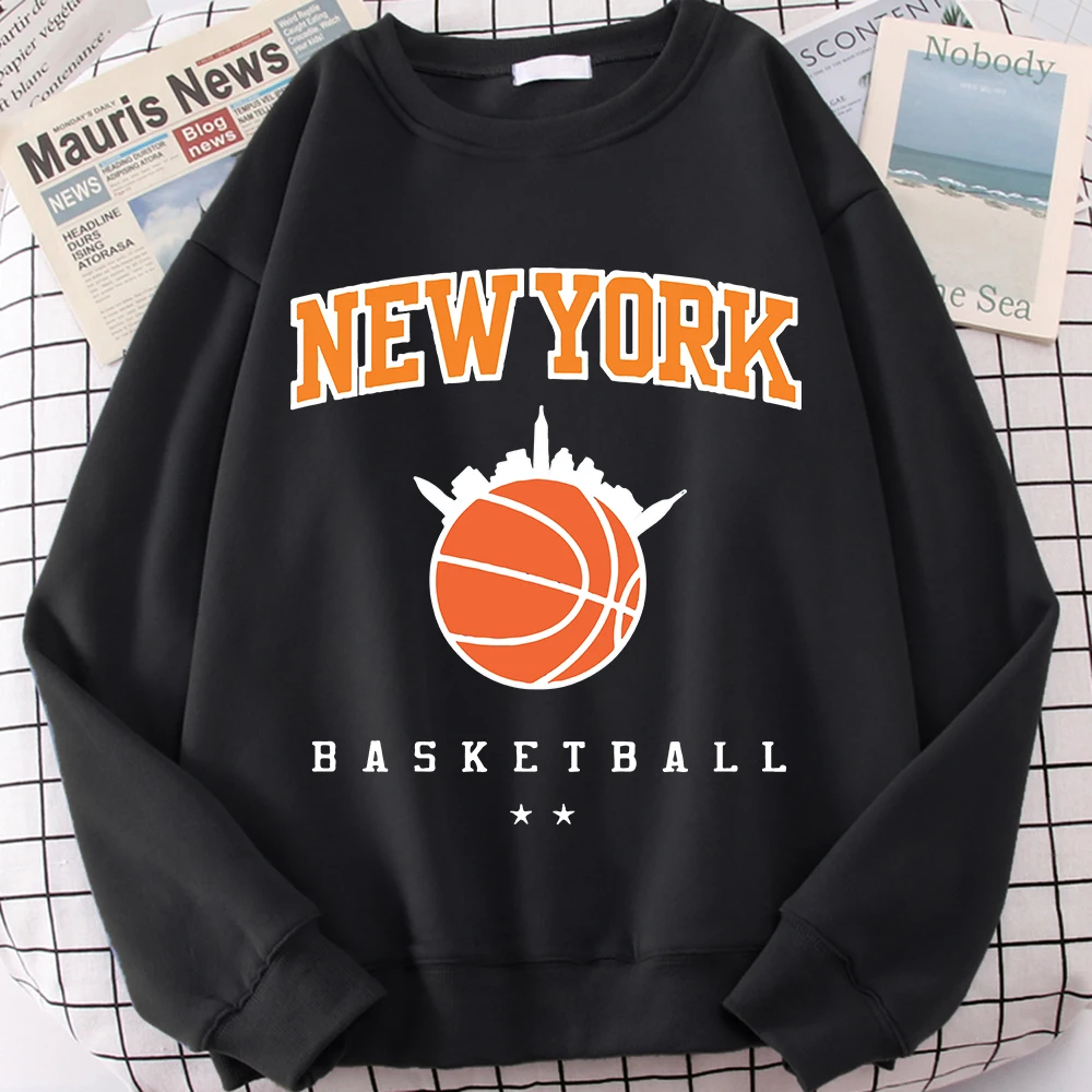 New York Basketball Game Sweatshirt For Men Autumn Loose Casualwear Hipster Soft Pullover Unisex Fashion Hip Hop Clothing