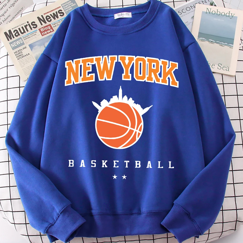 New York Basketball Game Sweatshirt For Men Autumn Loose Casualwear Hipster Soft Pullover Unisex Fashion Hip Hop Clothing