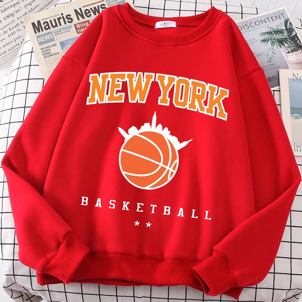 New York Basketball Game Sweatshirt For Men Autumn Loose Casualwear Hipster Soft Pullover Unisex Fashion Hip Hop Clothing