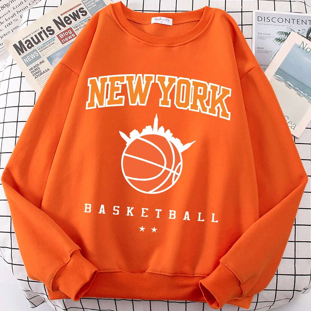 New York Basketball Game Sweatshirt For Men Autumn Loose Casualwear Hipster Soft Pullover Unisex Fashion Hip Hop Clothing