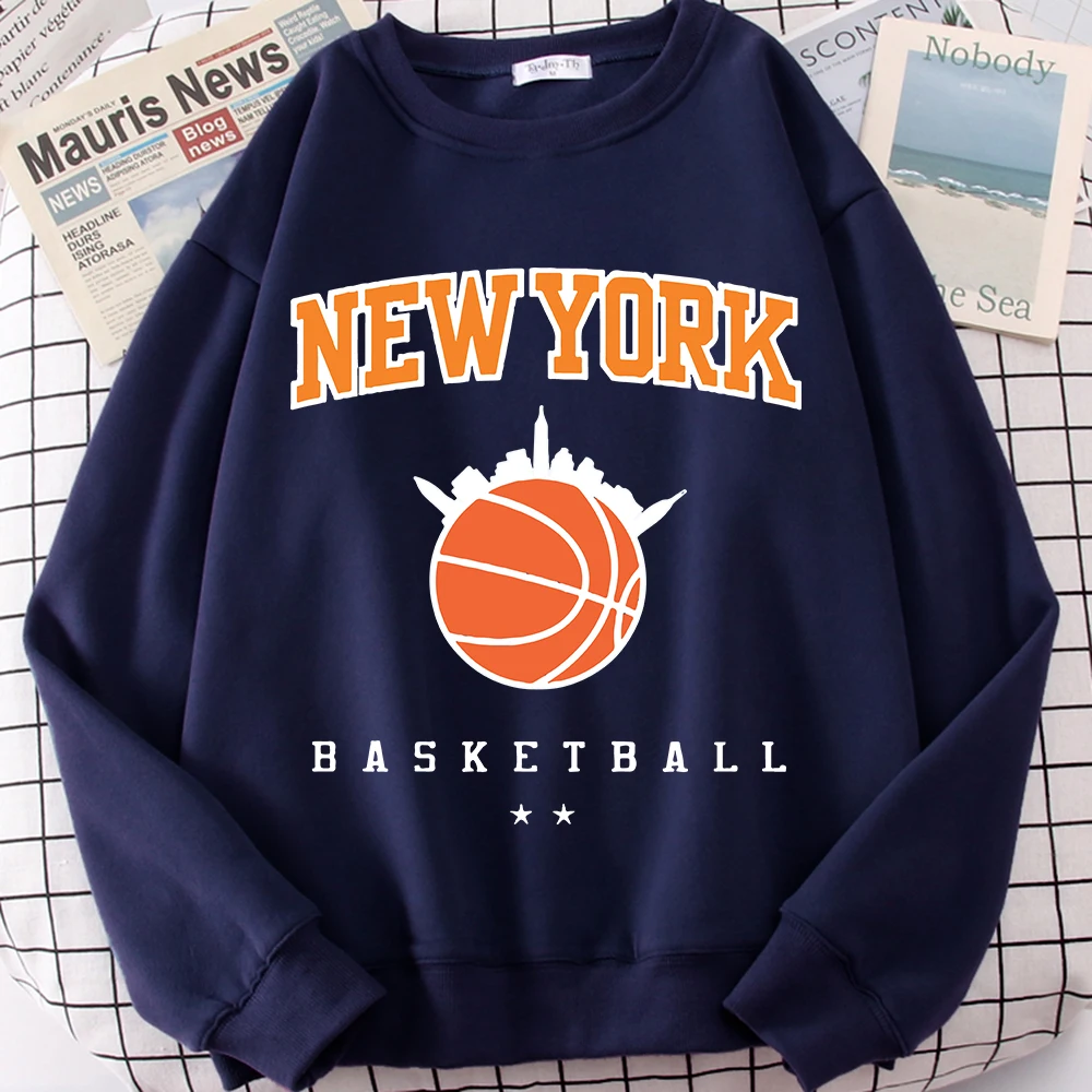 New York Basketball Game Sweatshirt For Men Autumn Loose Casualwear Hipster Soft Pullover Unisex Fashion Hip Hop Clothing