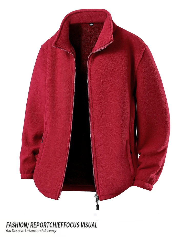 Men's Fleece Autumn and Winter Style Sweatshirts Men Thick Fleece Windproof Stand Up Collar Cardigan Sweatshirts Zipper Jackets