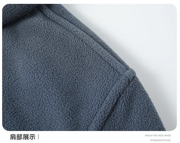 Men's Fleece Autumn and Winter Style Sweatshirts Men Thick Fleece Windproof Stand Up Collar Cardigan Sweatshirts Zipper Jackets