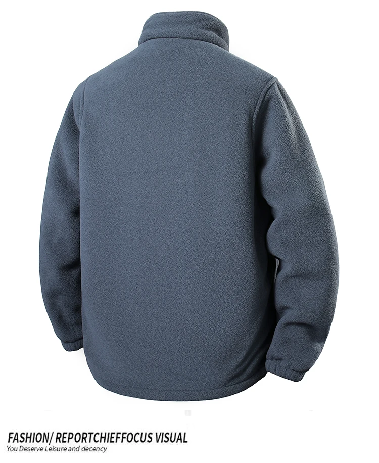 Men's Fleece Autumn and Winter Style Sweatshirts Men Thick Fleece Windproof Stand Up Collar Cardigan Sweatshirts Zipper Jackets