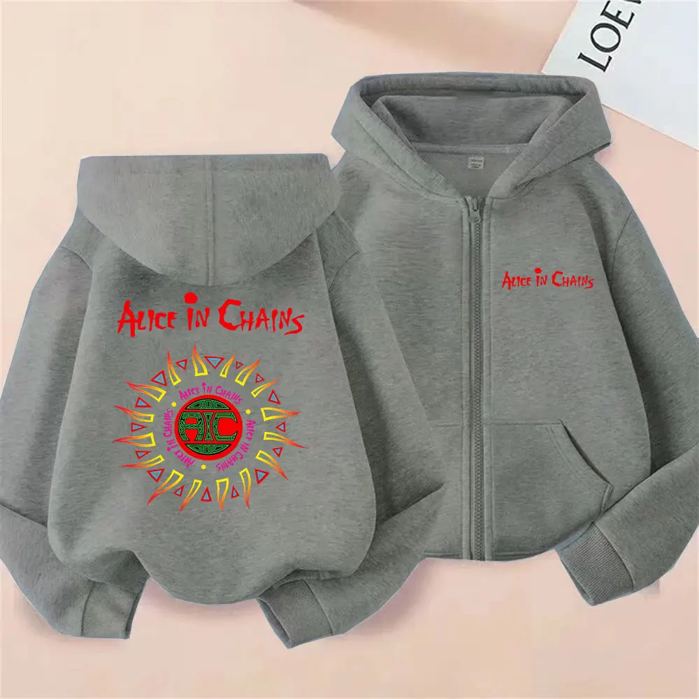 Rock Band Alice in Chains Graphic Zipper Hoodie Men Women Retro Gothic Punk Zip Up Jacket Coat Unisex Classic Oversized Hoodies